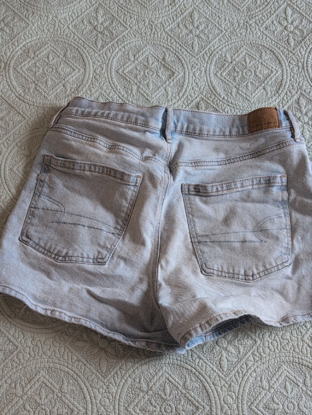American Eagle Outfitters Pale Blue Distressed Denim Shorts - Picture 7 of 9